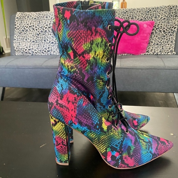 PILATE-09 Chunky Heel Lace Up Boots‎ - Picture 5 of 6